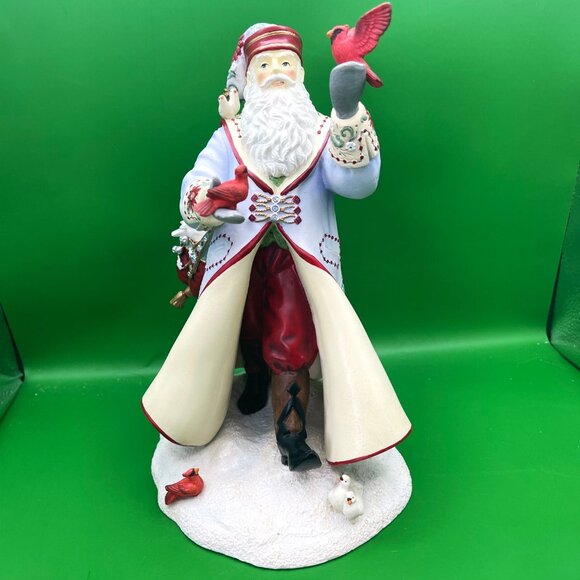 Lenox "A Christmas Traveler" Santa Claus Figurine Lynn Bywaters Cardinal Birds - Picture 1 of 16